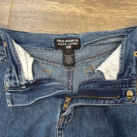 Vintage Polo Jeans Co Ralph Lauren Denim Skirt Size‎ 14 Distressed (small) 90s - Picture 3 of 6